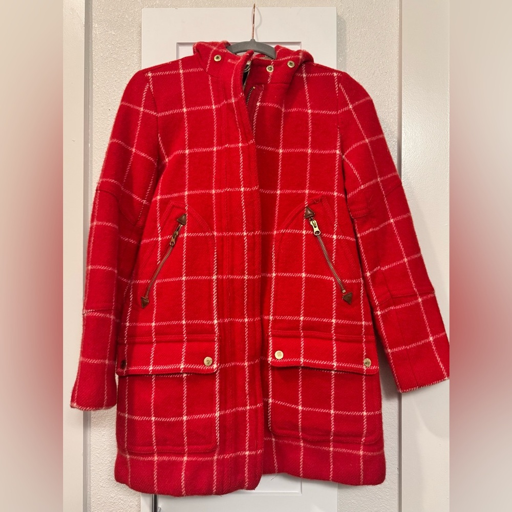J.Crew 100% Wool Red Plaid Moto Jacket | Style F8198 | Size 2 🤍✨